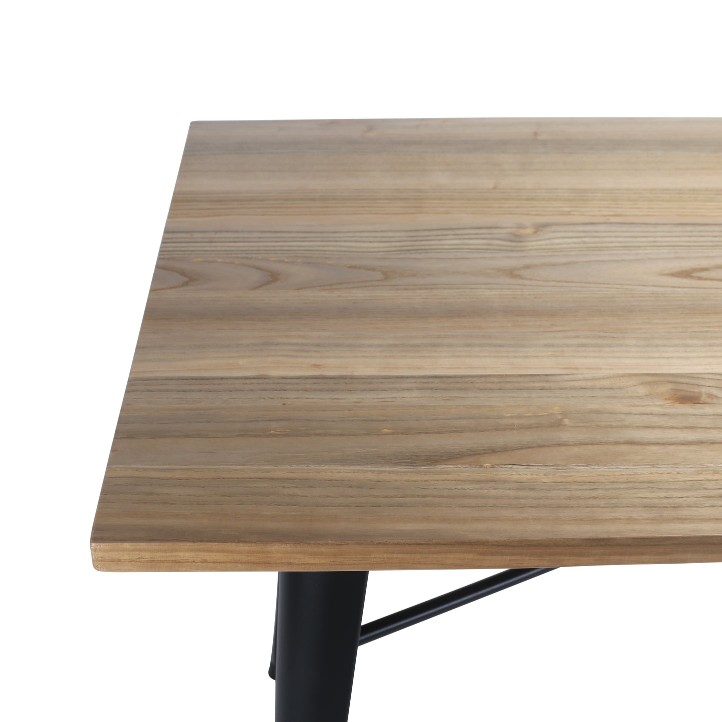 Table Factory 120 x 80 cm en métal noir mat et plateau en bois clair