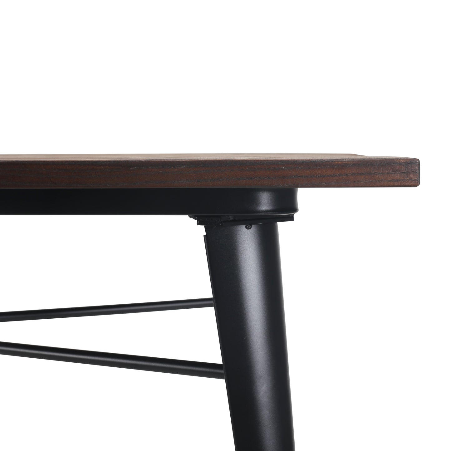 Table style industriel en métal noir mat et bois foncé - 80x80 cm