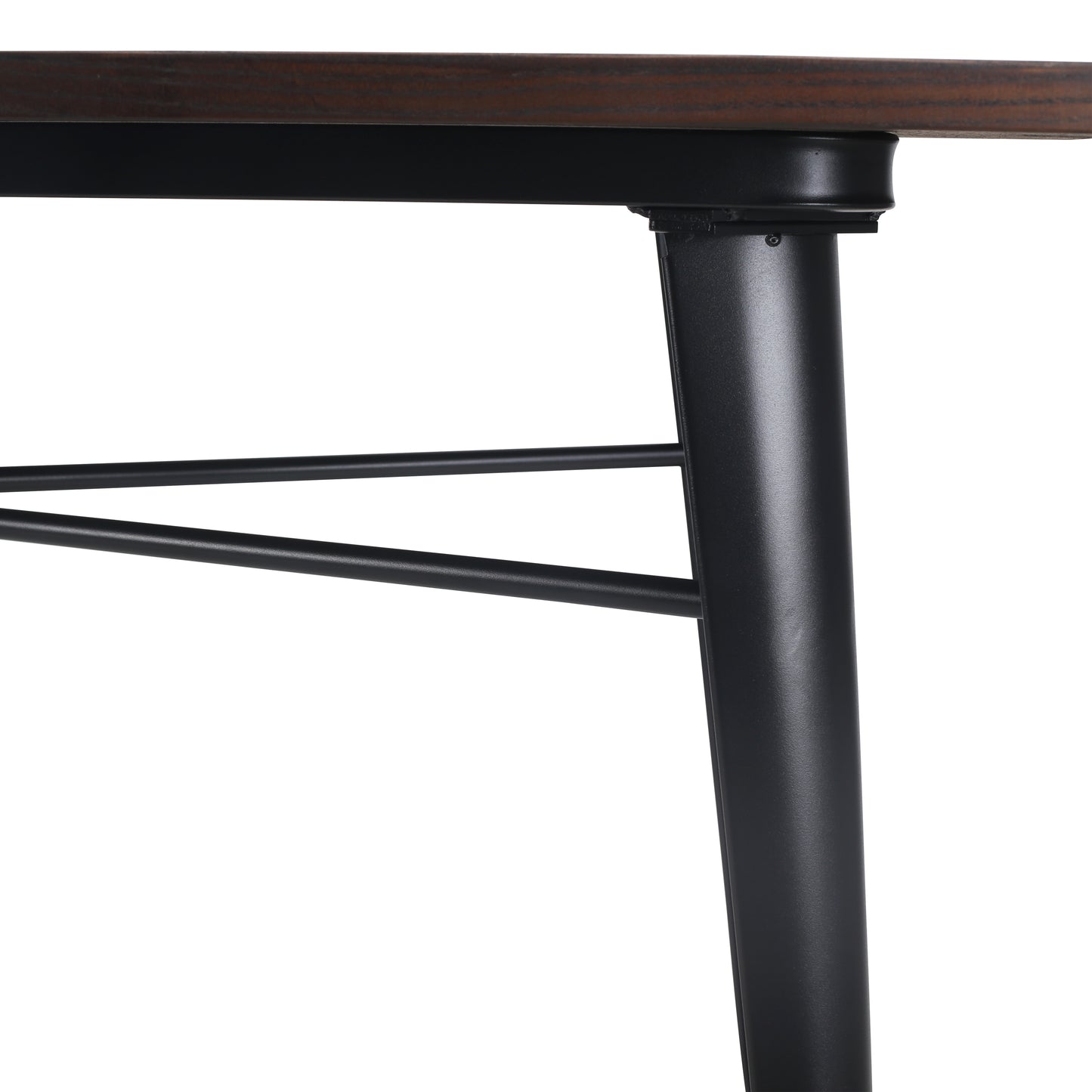 Table Factory 140 x 80 cm en métal noir mat et plateau en bois foncé