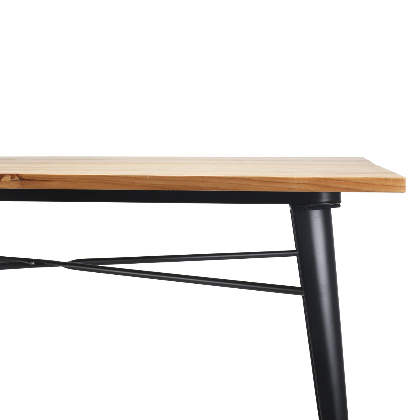 Table Factory 140 x 80 cm en métal noir mat et plateau en bois clair