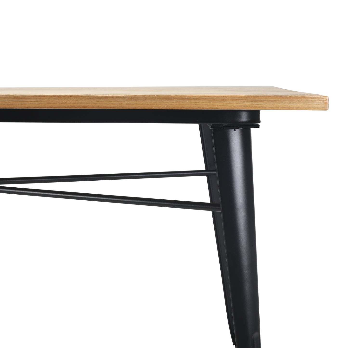Table Factory 160 x 80 cm en métal noir mat et plateau en bois clair