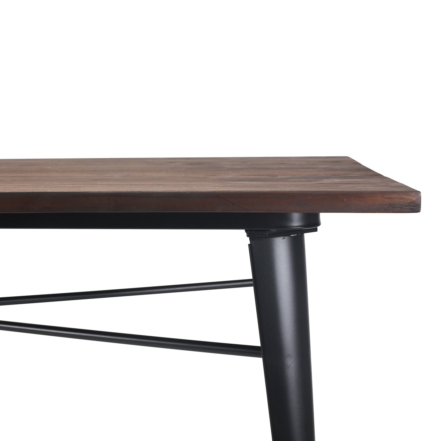 Table Factory 160 x 80 cm en métal noir mat et plateau en bois foncé