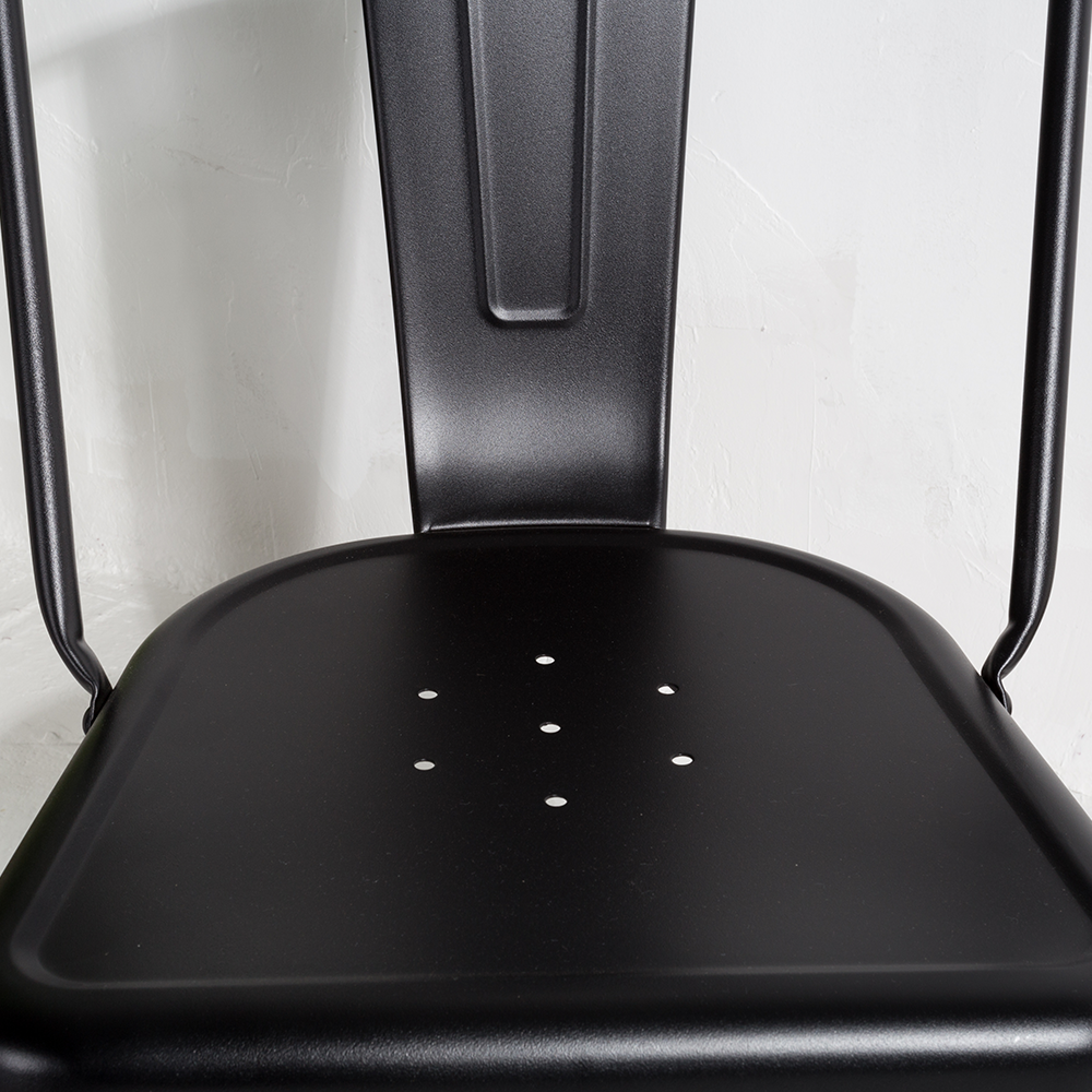 Lot de 6 chaises en métal noir mat - Style industriel