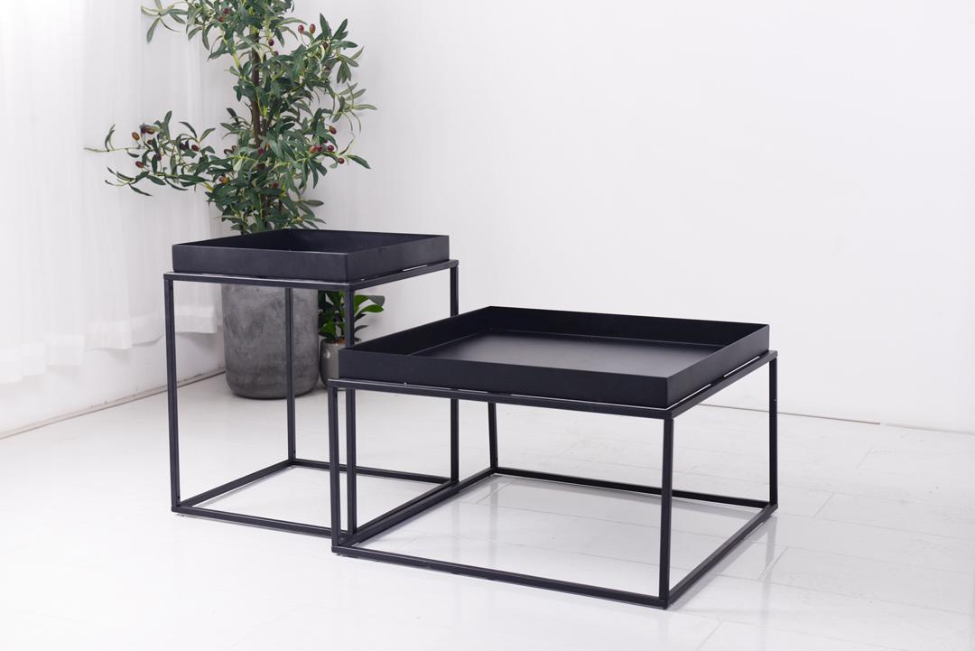 Table Basse métal Noir Style Industriel 60x60x40CM