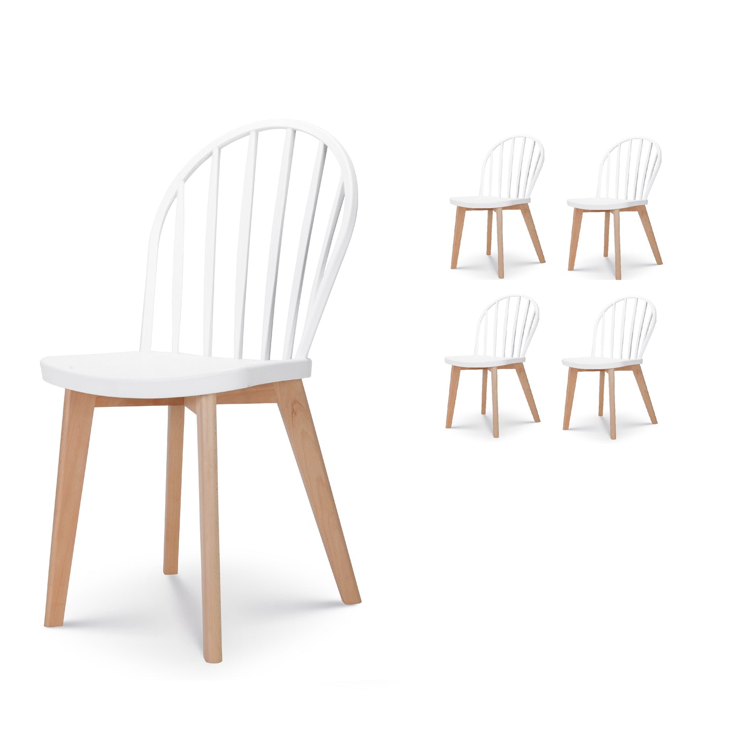 Lot de 4 chaises de salle à manger EMY blanches avec pieds en bois
