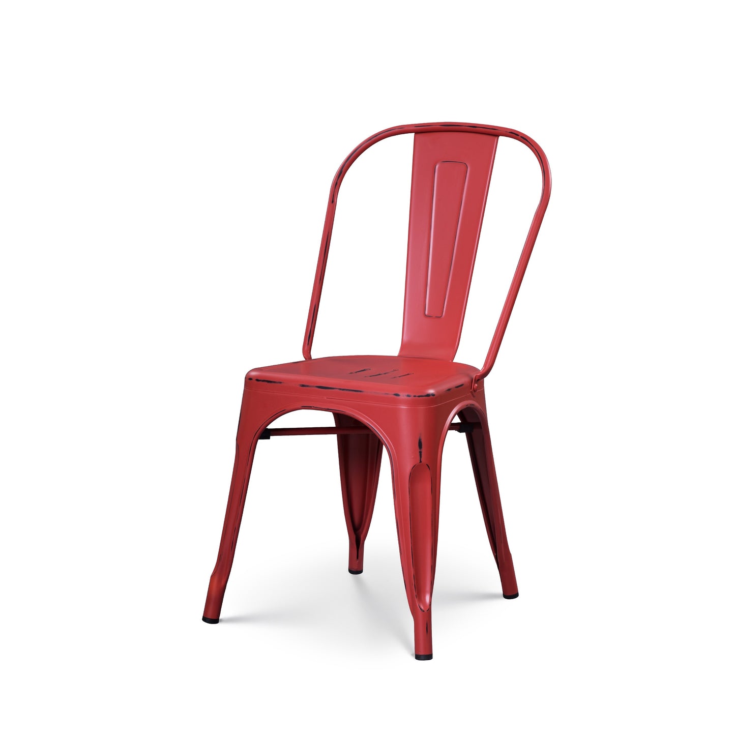 Chaise en métal rouge style industriel - Effet vieillit