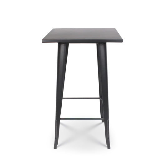 Table de bar "Mange Debout" style industriel en métal noir mat - 60x60 cm