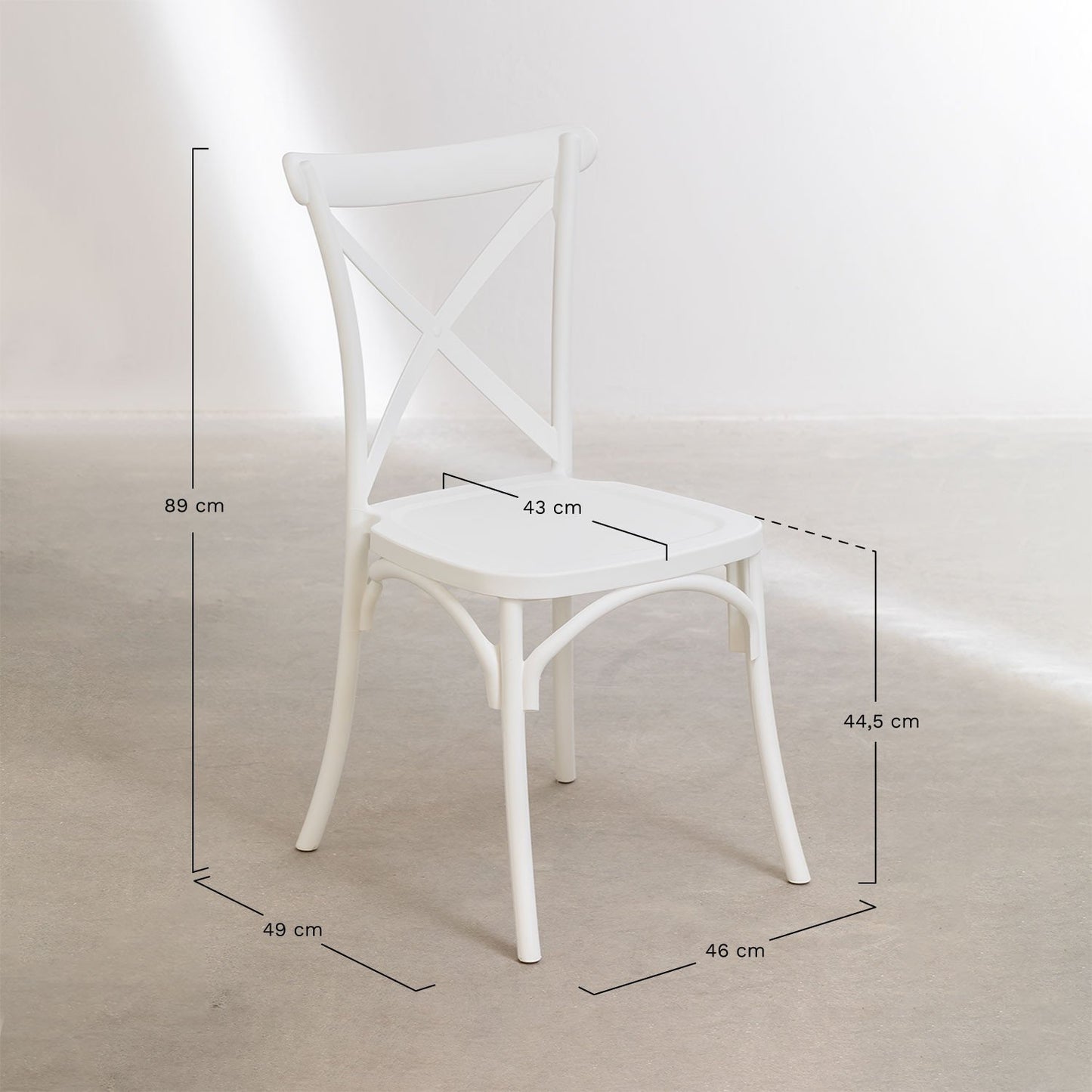 Lot de 4 chaises blanches style BISTROT empilables en plastique polypropylène