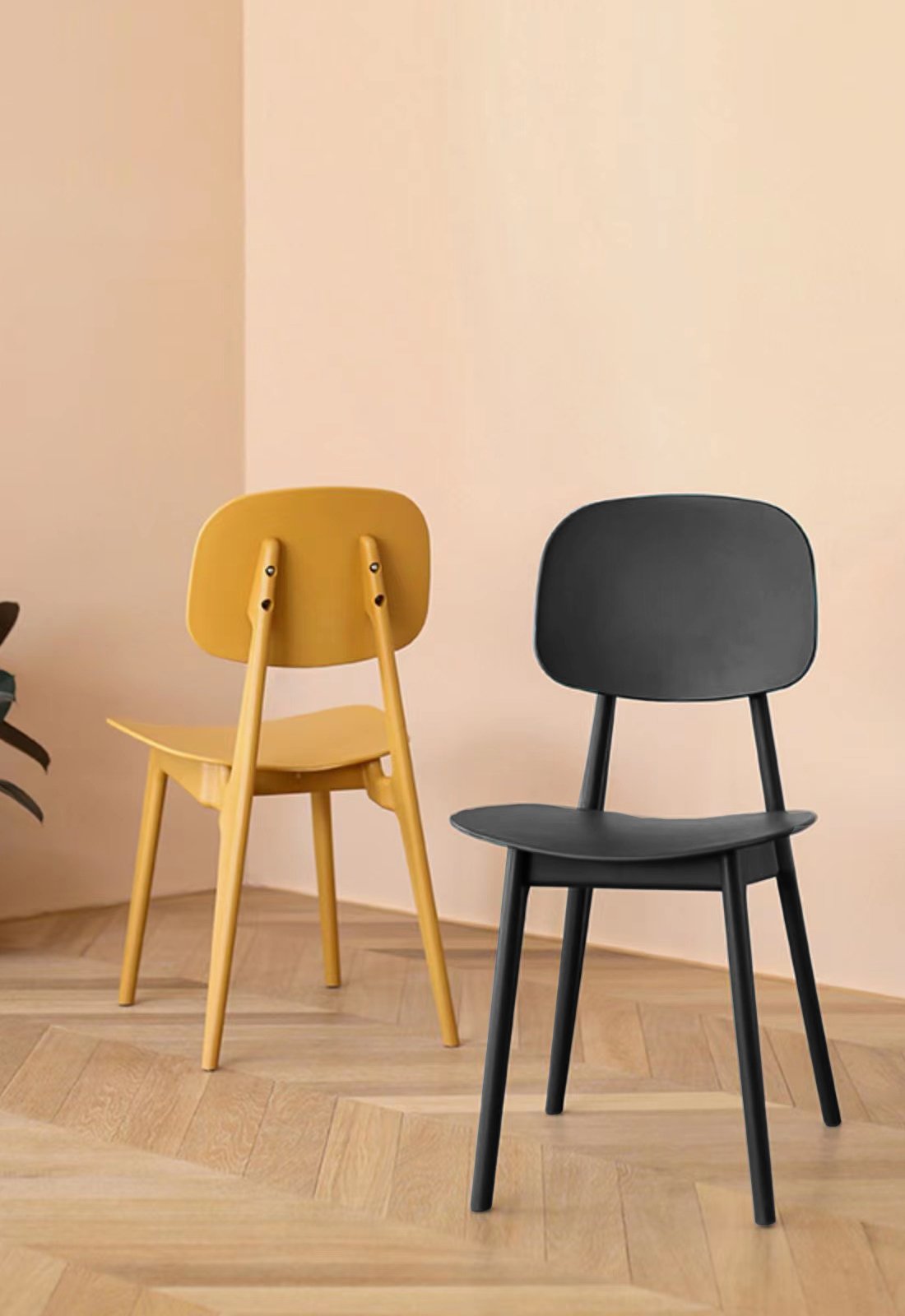 Chaise style contemporain SMOOTH jaune moderne et confortable