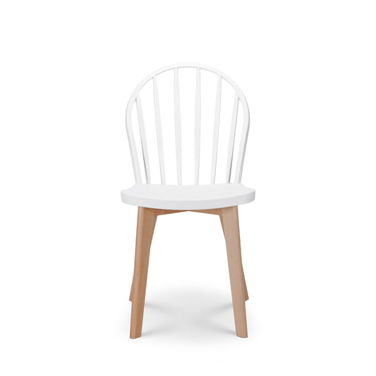 Chaise de salle à manger EMY blanche avec pieds en bois